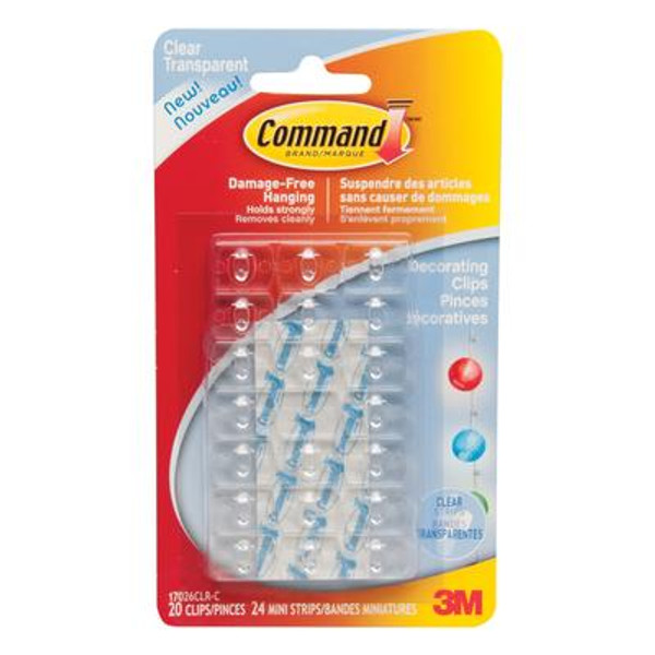 Command Clear Decorating Clips with Clear Strips