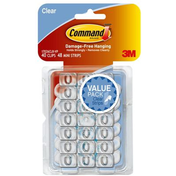 Command Clear Decorating Clips with Clear Strips Value pack