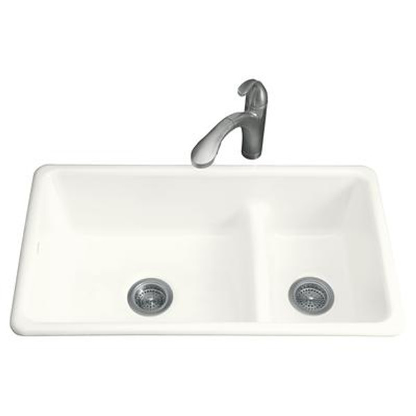 Iron/Tones Smart Divide Kitchen Sink in White