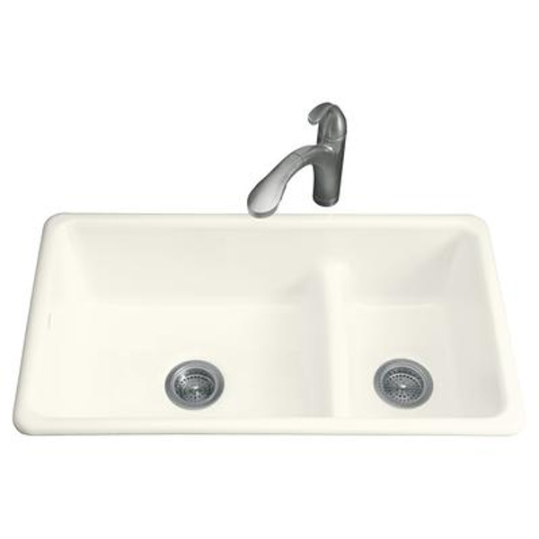 Iron/Tones Smart Divide Kitchen Sink in Biscuit