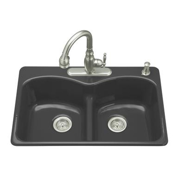 Langlade Smart Divide Self-Rimming Kitchen Sink in Black Black