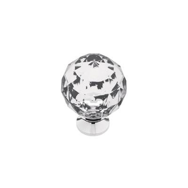 1-3/16  in. Acrylic Faceted Knob with Brass Base