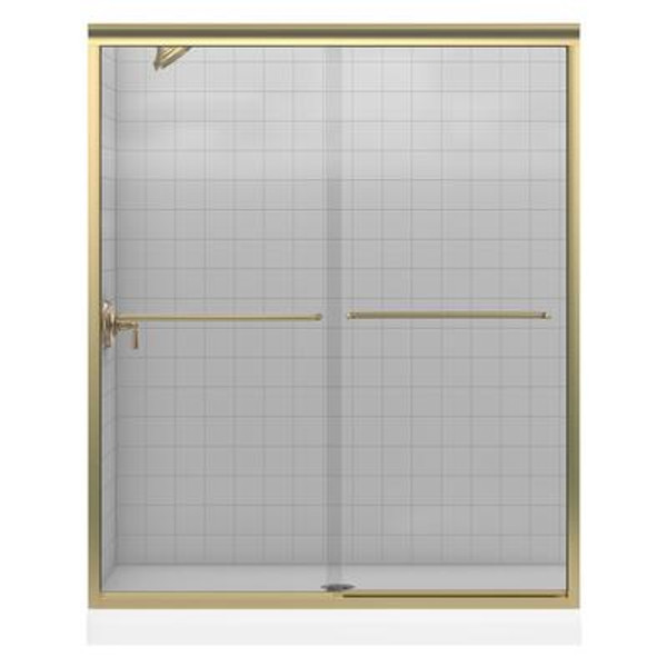 Fluence Frameless Bypass Bath Shower Door in Anodized Brushed Bronze