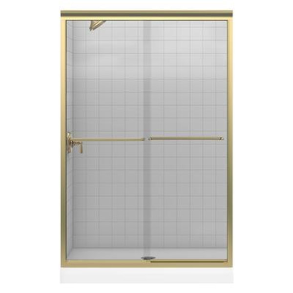 Fluence Frameless Bypass Shower Door in Anodized Brushed Bronze