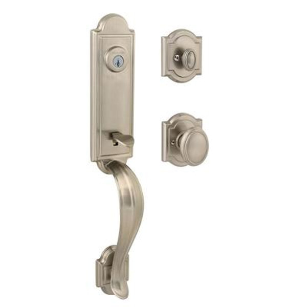 Prestige Avendale Single Cylinder Satin Nickel Handleset with Carnaby Entry Knob Featuring SmartKey