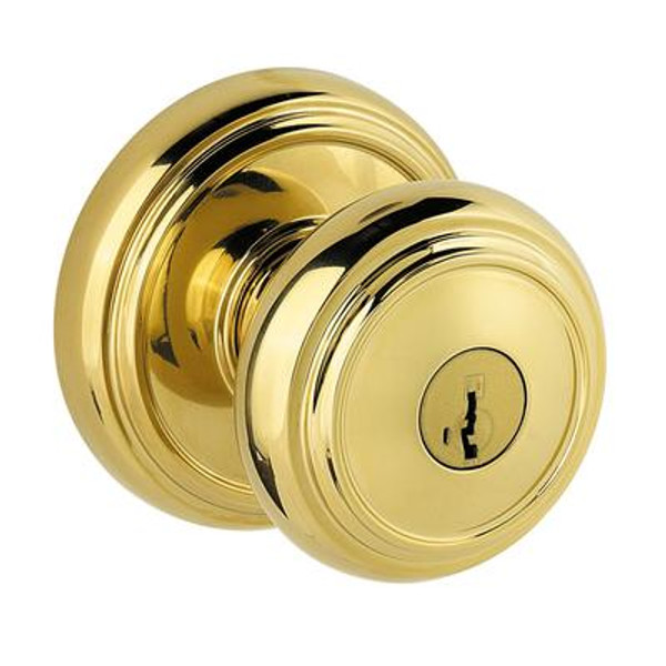 Prestige Alcott Lifetime Polished Brass Entry Knob Featuring SmartKey