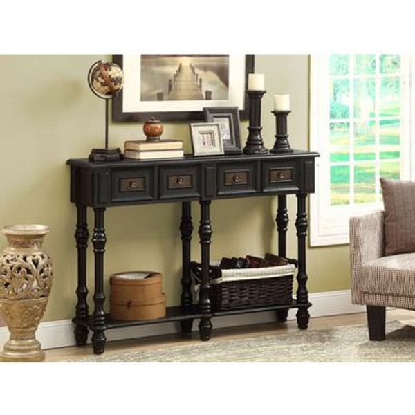 Console Table - 48''L / Antique Black Traditional Style