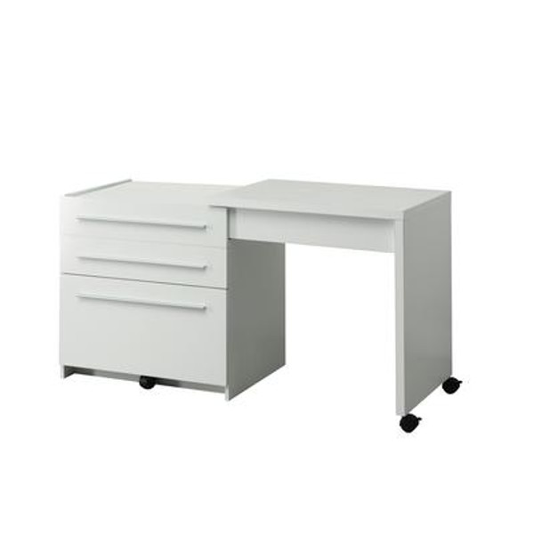 Computer Desk - White Slide-Out With Storage Drawers