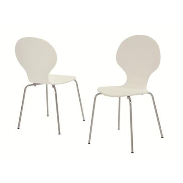 Dining Chair - 4Pcs / 34''H / White Bentwood With Chrome