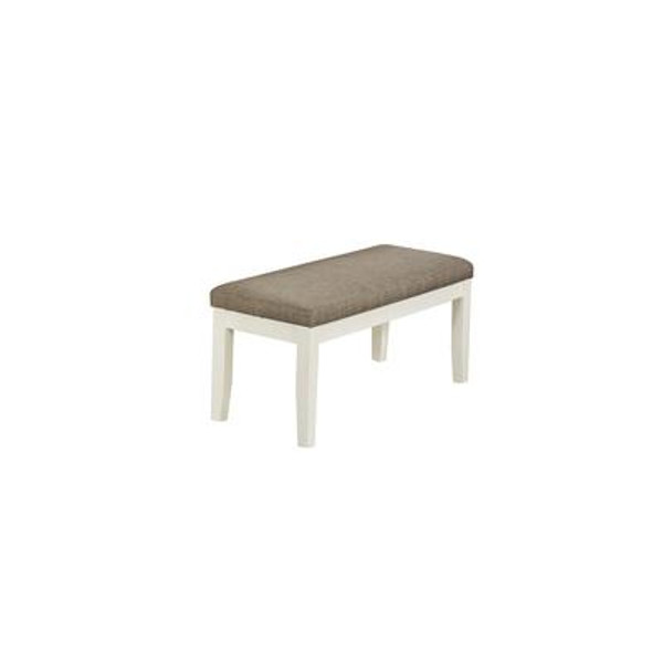 Bench - 45''L / Pearl White / Beige Fabric