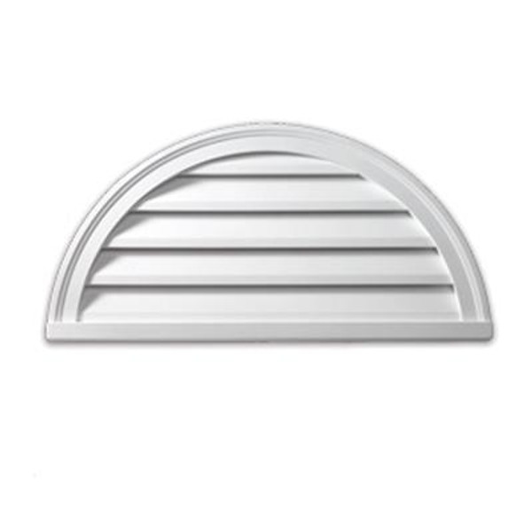 48 Inch x 24 Inch x 2 Inch Polyurethane Functional Half Round Louver Gable Grill Vent