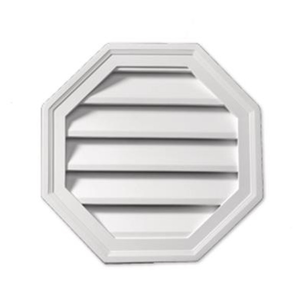 18 Inch x 18 Inch x 1-5/8 Inch Polyurethane Functional Octagon Louver Gable Grill Vent