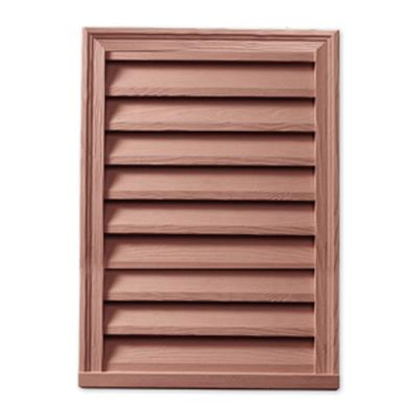 18 Inch x 24 Inch x 2 Inch Polyurethane Functional Rectangle Vertical Louver Gable Grill Vent with Wood Grain Texture