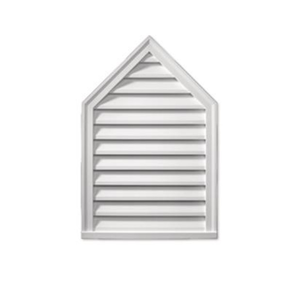 24 Inch x 30 Inch x 2 Inch Polyurethane Decorative Peaked Louver Gable Grill Vent