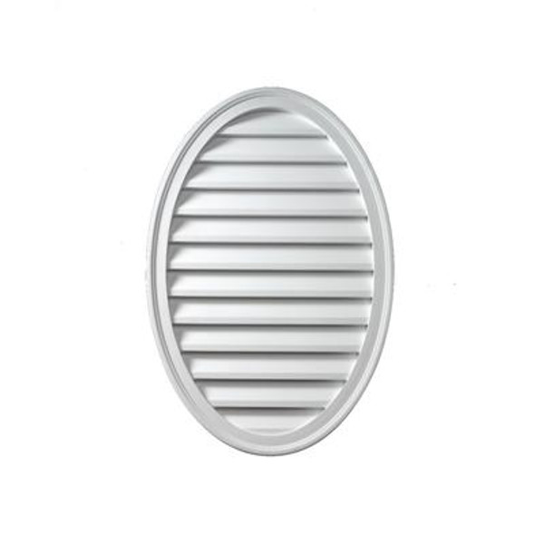 24-1/2 Inch x 37 Inch x 1-5/8 Inch Polyurethane Decorative Vertical Oval Louver Gable Grill Vent