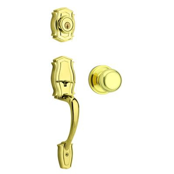 Heritage Single Cylinder Handleset w/Troy Knob in Polished Brass