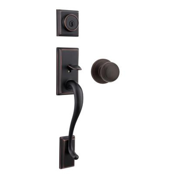 Hawthorne Single Cylinder Handleset w/Troy Knob in Venetian Bronze