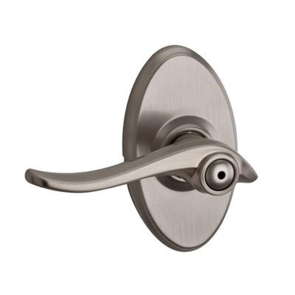 Avalon Privacy Lever with Oval Rose in Satin Nickel