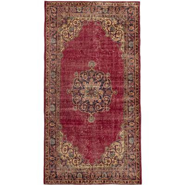Hand-knotted Anatolian Revival Dark Red&nbsp; Rug - 3 Ft. 8 In. x 6 Ft. 11 In.