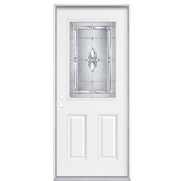 34 In. x 80 In. x 4 9/16 In. Nickel Half Lite - Right Hand Entry Door