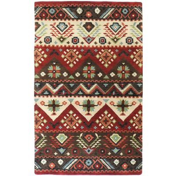 Yala Burgundy New Zealand Wool  - 8 Ft. x 11 Ft. Area Rug