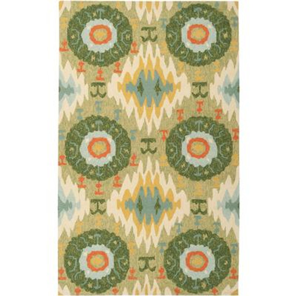 Estigarbia Fern Green Polypropylene Indoor/Outdoor Accent Rug - 2 Ft. x 3 Ft. Area Rug