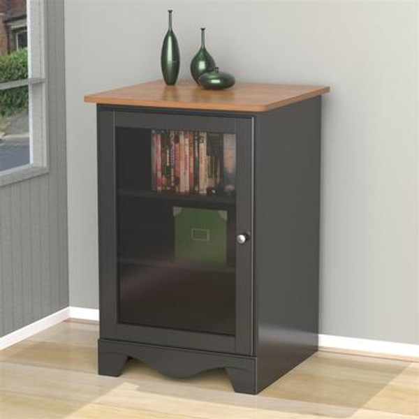 Pinnacle 1-Door Audio Tower  - Cherry and Black