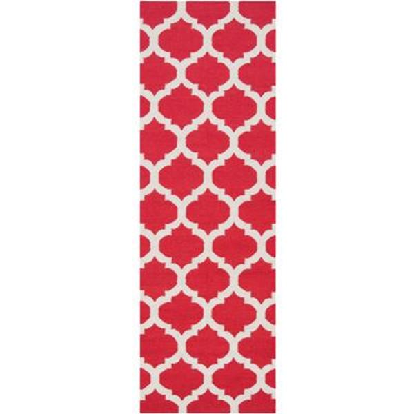 Saffre Red Wool 2 Feet 6 Inch x 8 Feet Runner