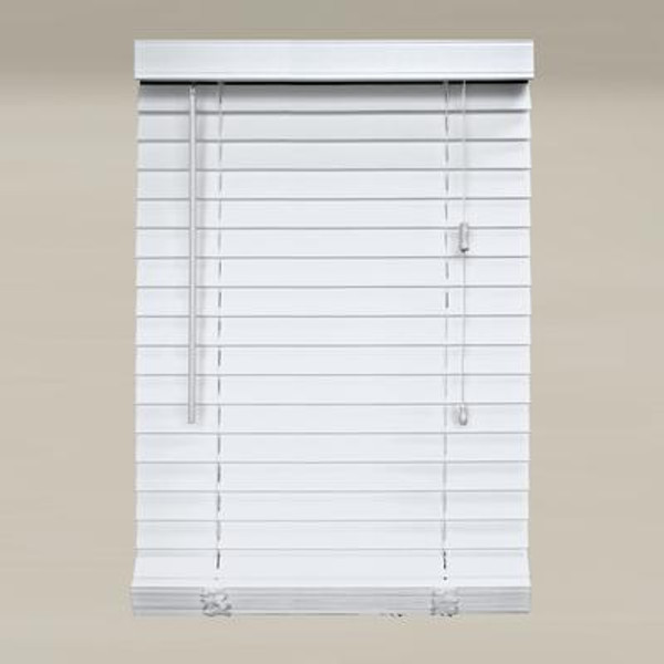 54x64 White 2 Inch Faux Wood Blind (Actual width 53.5 Inch)