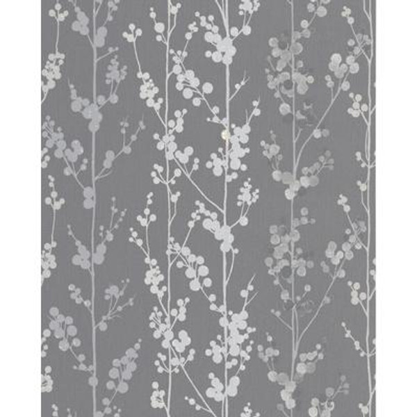 Berries Gray/Silver Wallpaper
