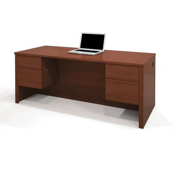 Prestige + Executive Desk with Dual Half Peds in Cognac Cherry