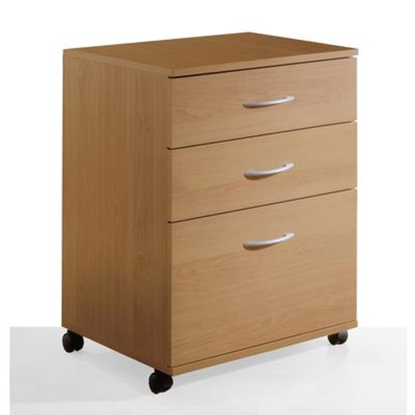 Essentials 3-Drawer Mobile File  - Natural Maple