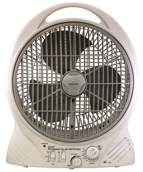 Rechargeable Portable Fan with Built-In AM/FM Radio and Auxiliary Audio Input