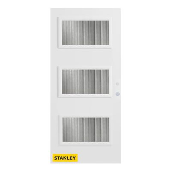 34 In. x 80 In. Dorothy Flutelite 3-Lite Prefinished White Left-Hand Inswing Steel Entry Door