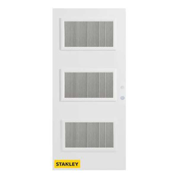 36 In. x 80 In. Dorothy Flutelite 3-Lite Prefinished White Left-Hand Inswing Steel Entry Door