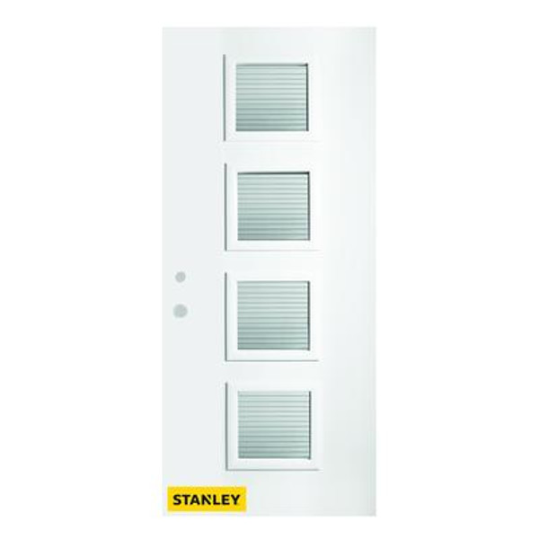 32 In. x 80 In. Evelyn Masterline 4-Lite Prefinished White Right-Hand Inswing Steel Entry Door