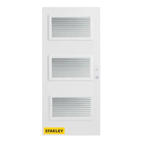 34 In. x 80 In. Dorothy Masterline 3-Lite Prefinished White Left-Hand Inswing Steel Entry Door