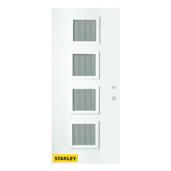 32 In. x 80 In. Evelyn Flutelite 4-Lite Prefinished White Left-Hand Inswing Steel Entry Door