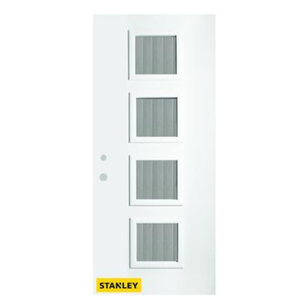 32 In. x 80 In. Evelyn Flutelite 4-Lite Prefinished White Right-Hand Inswing Steel Entry Door