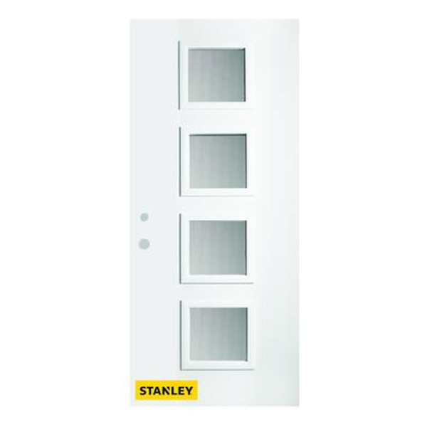 32 In. x 80 In. Evelyn Screen 4-Lite Prefinished White Right-Hand Inswing Steel Entry Door