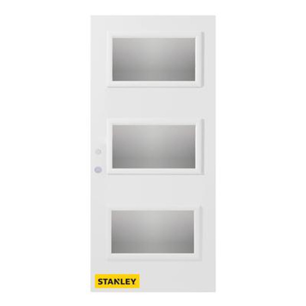 32 In. x 80 In. Dorothy Screen 3-Lite Prefinished White Right-Hand Inswing Steel Entry Door