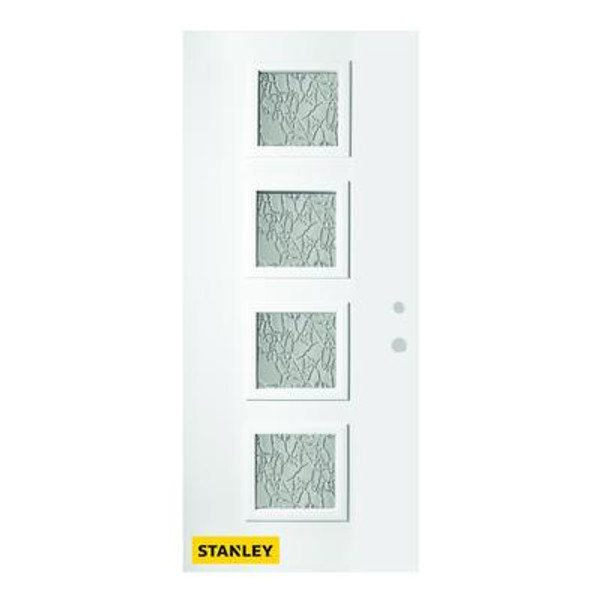 34 In. x 80 In. Evelyn Delta Satin 4-Lite Prefinished White Left-Hand Inswing Steel Entry Door