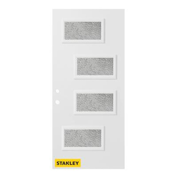 36 In. x 80 In. Beatrice Diamond 4-Lite Prefinished White Right-Hand Inswing Steel Entry Door