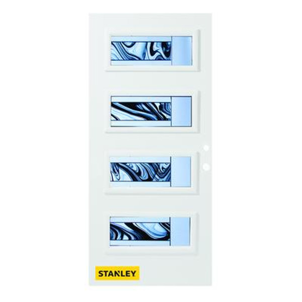 32 Inch x 80 Inch Rosemary 4-Lite Prefinished White Left-Hand Inswing Steel Entry Door