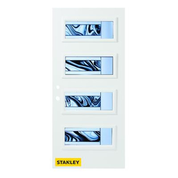 32 Inch x 80 Inch Rosemary 4-Lite Prefinished White Right-Hand Inswing Steel Entry Door