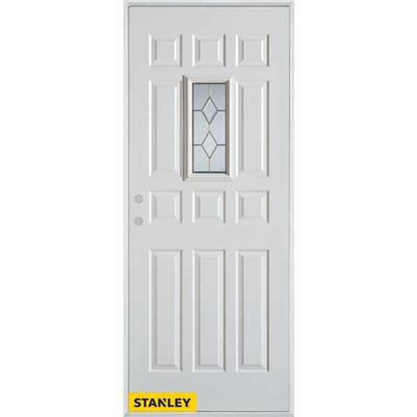 Geometric Zinc 12-Panel White 32 In. x 80 In. Steel Entry Door - Right Inswing