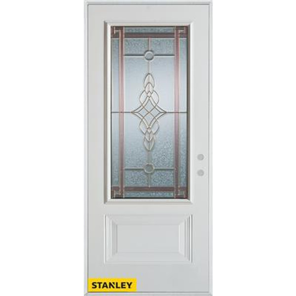 Art Deco 3/4 Lite 1-Panel White 36 In. x 80 In. Steel Entry Door - Left Inswing
