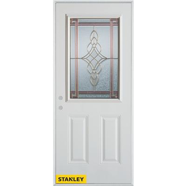 Art Deco 1/2 Lite 2-Panel White 36 In. x 80 In. Steel Entry Door - Right Inswing