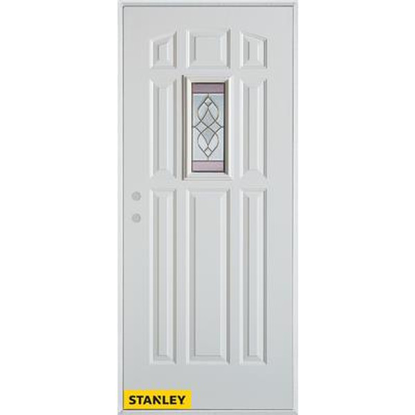 Art Deco Rectangular Lite 8-Panel White 34 In. x 80 In. Steel Entry Door - Right Inswing