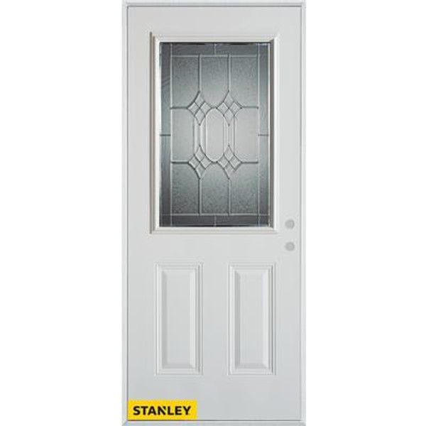 Orleans Zinc 1/2 Lite 2-Panel White 32 In. x 80 In. Steel Entry Door - Left Inswing